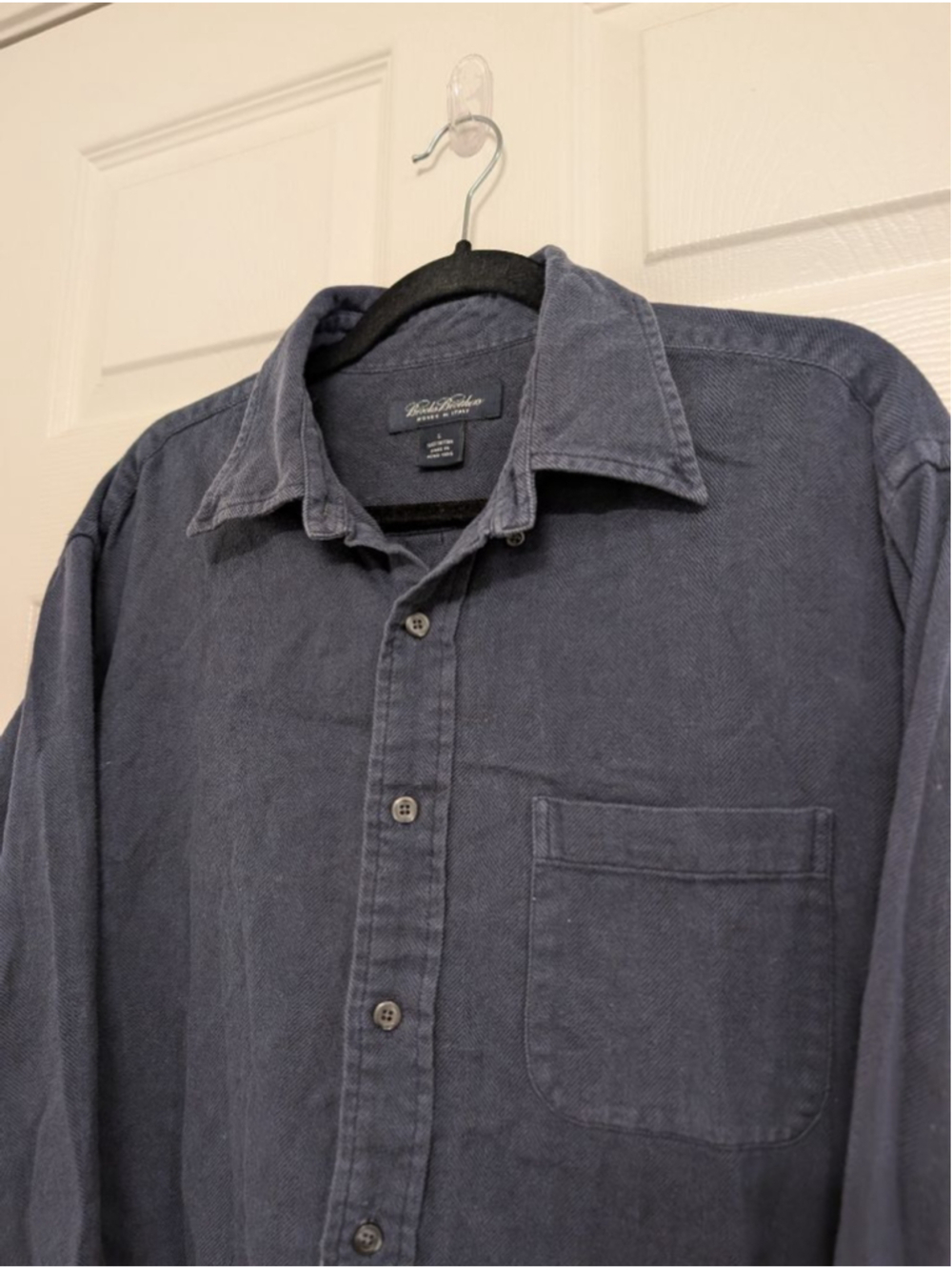 Men's Brooks Brothers Navy Blue Casual Button Down Shirt Large Woven in Italy
